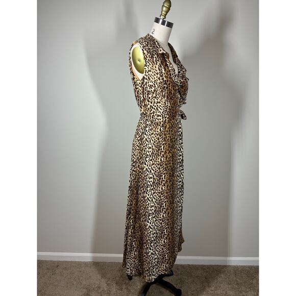 Vintage 90s Y2K Leopard Print Maxi Wrap Dress 8 Mobwife Dress Barn Vamp Preppy - Picture 8 of 16